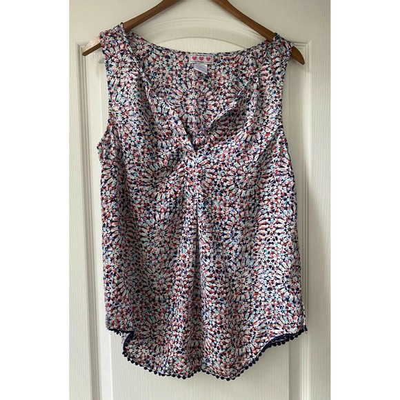 Trixxi V-Neck Sleeveless Colorful Firework Side Slit Flowy Top Size Medium - Picture 1 of 5